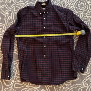 J. Crew Red and Black Checkered Oxford Shirt Medium Slim